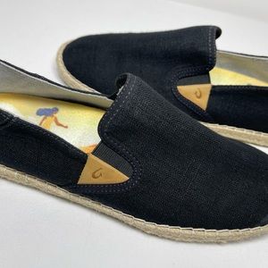Olukai Casual Black Slip-On Espadrilles
